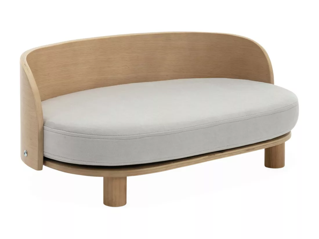 Panier gris clair pour chien et chat. lit pour animaux en bois
