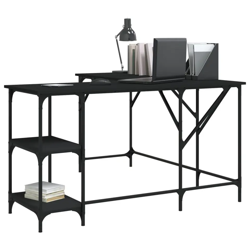 vidaXL - Bureau - Zwart - Bewerkt hout