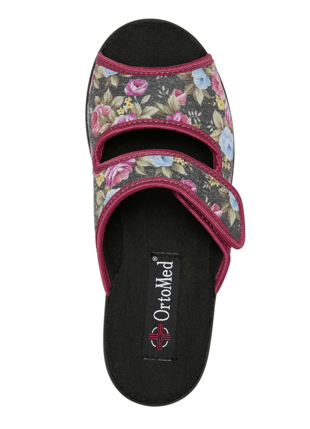 Zweierpack Pantoffeln aus floral bedrucktem Textilmaterial