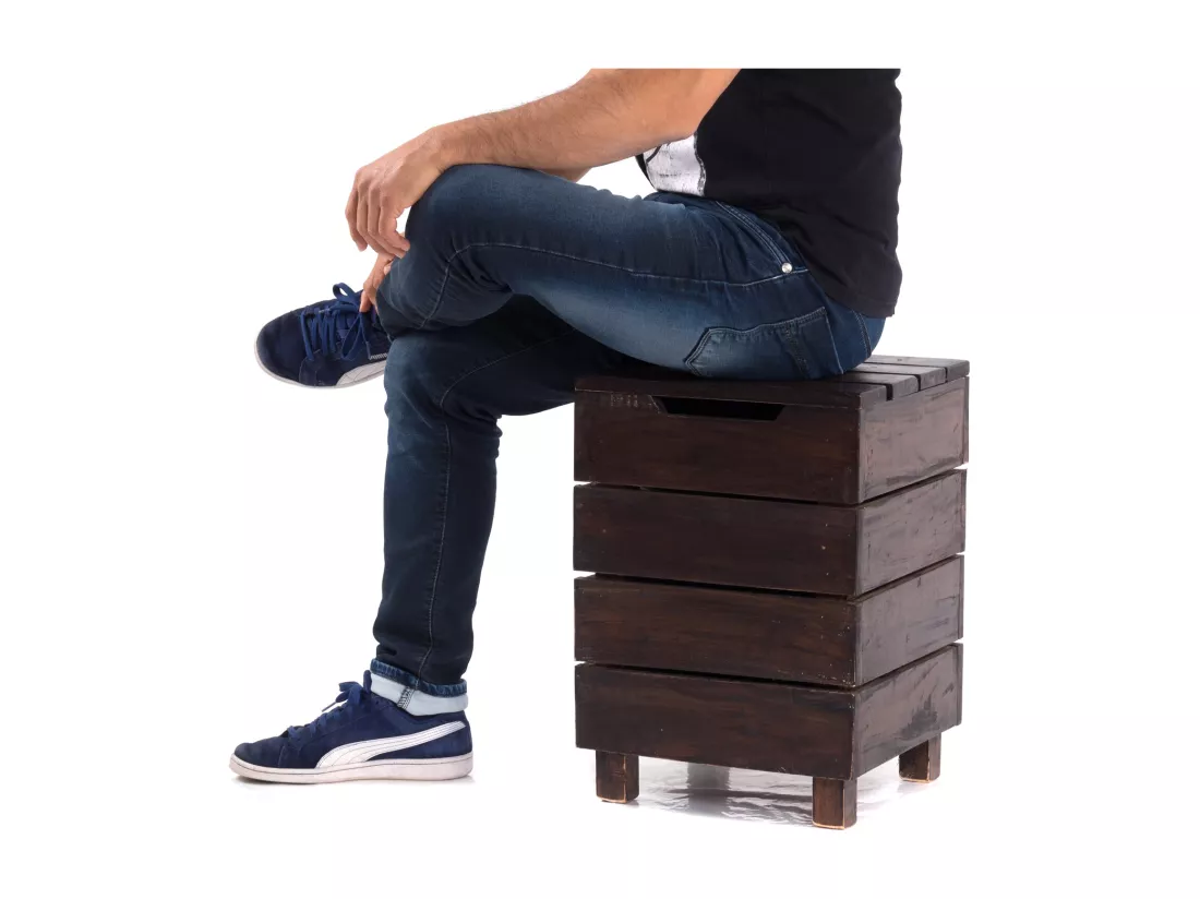 PANIER À LINGE STOCKAGE 50 Bois massif, couvercle pliable 03 dunkelbraun