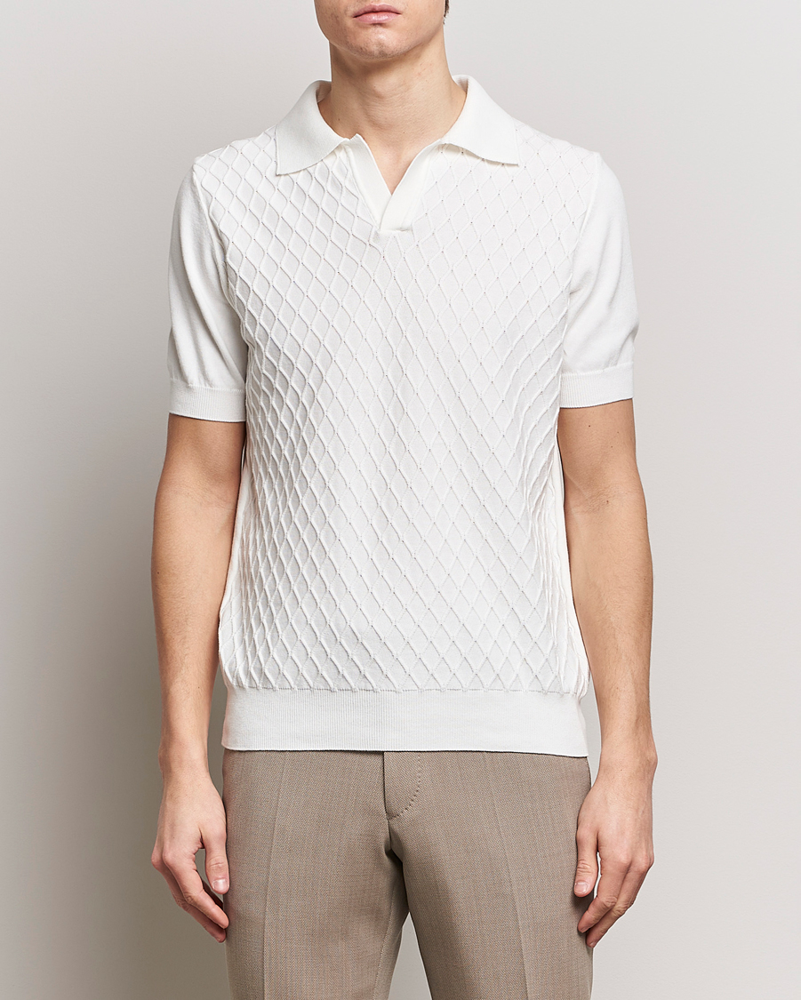 Oscar Jacobson Mirza Structured Cotton Polo White