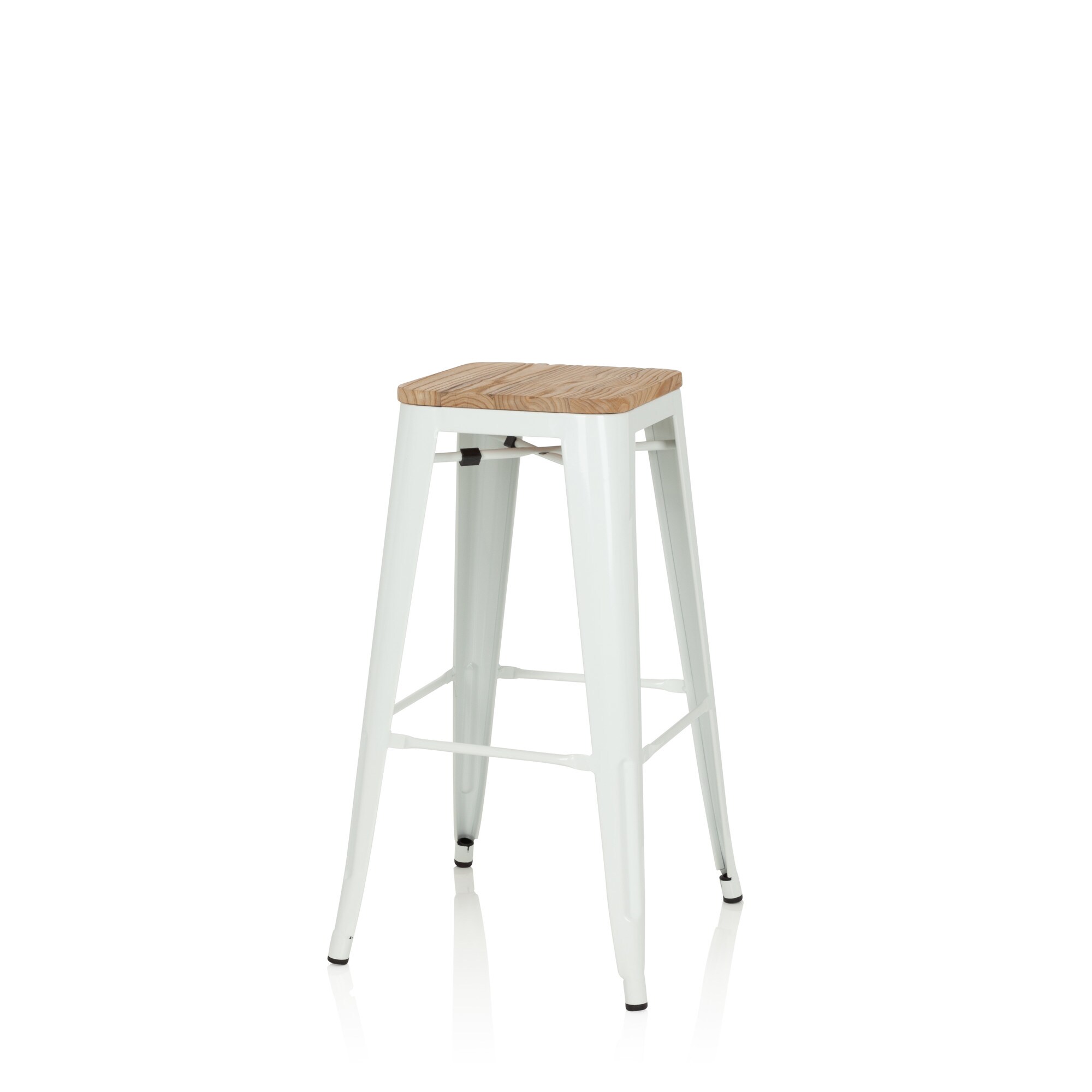 Barhocker VANTAGGIO HIGH W Stahl / Ulmenholz ohne Armlehnen hjh OFFICE