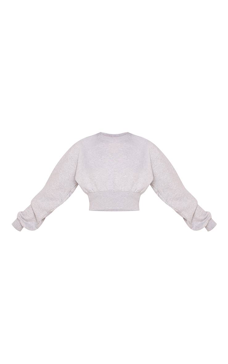 Gris Sweat-shirt Ash Court Avec Ourlet Côtelé