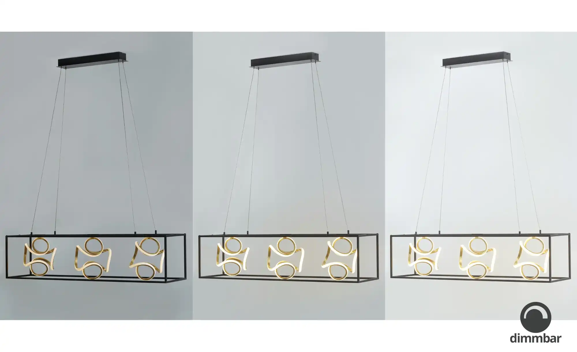 Fischer-Honsel LED-Pendelleuchte, schwarz/blattgold-optik