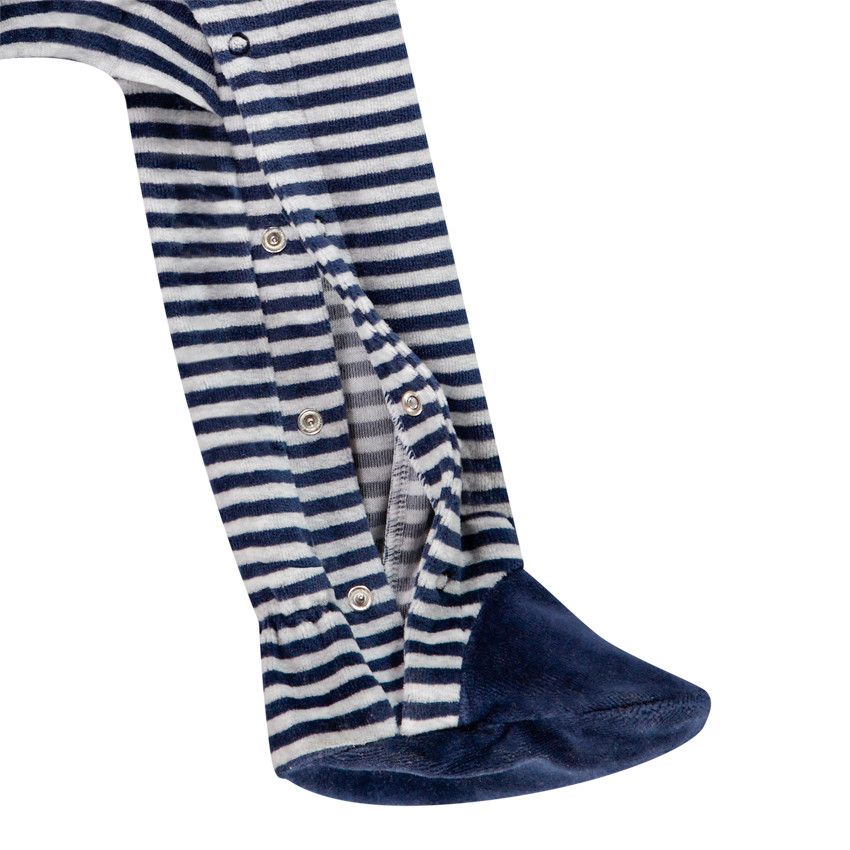 Dors-bien en velours motif bouledogue pour bébé garçon - Bleu marine