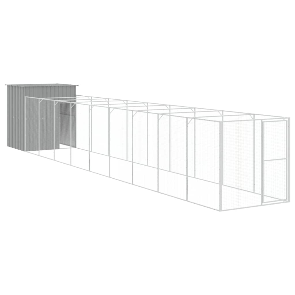 Canil vidaXL, aço galvanizado, cinza claro, 165x1067x181cm