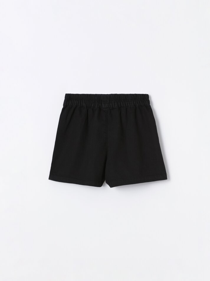 Calções de ganga com bolsos - Preto