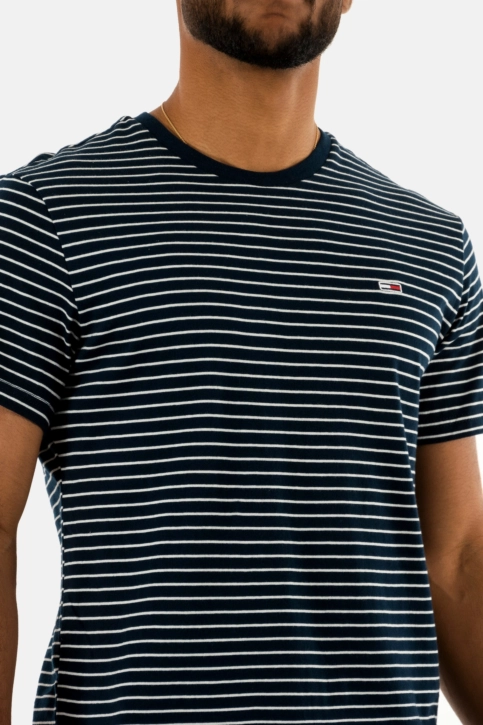 Tee shirt tommy jeans slim stripe c1g dark night navy/white stripe