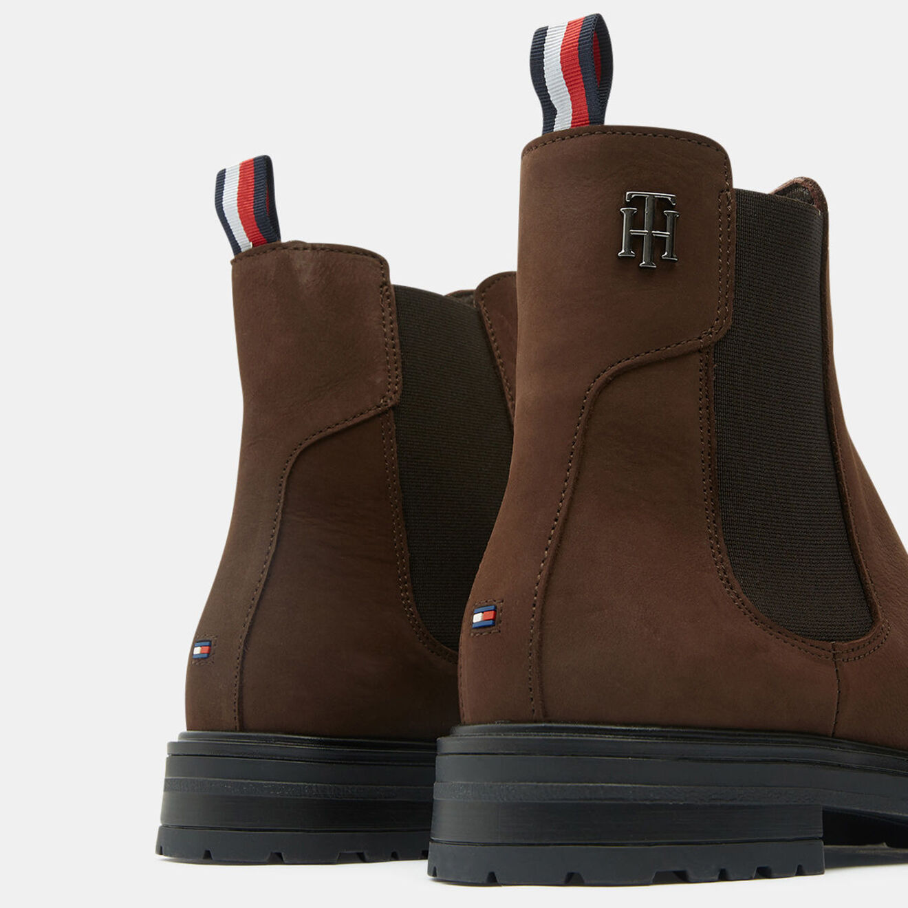 Tommy Hilfiger Chelsea boots en Velours de Cuir Stud marron