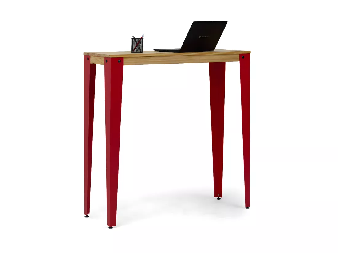 Table Mange debout Lunds 40x120x110cm Rouge-Naturel. Box Furniture