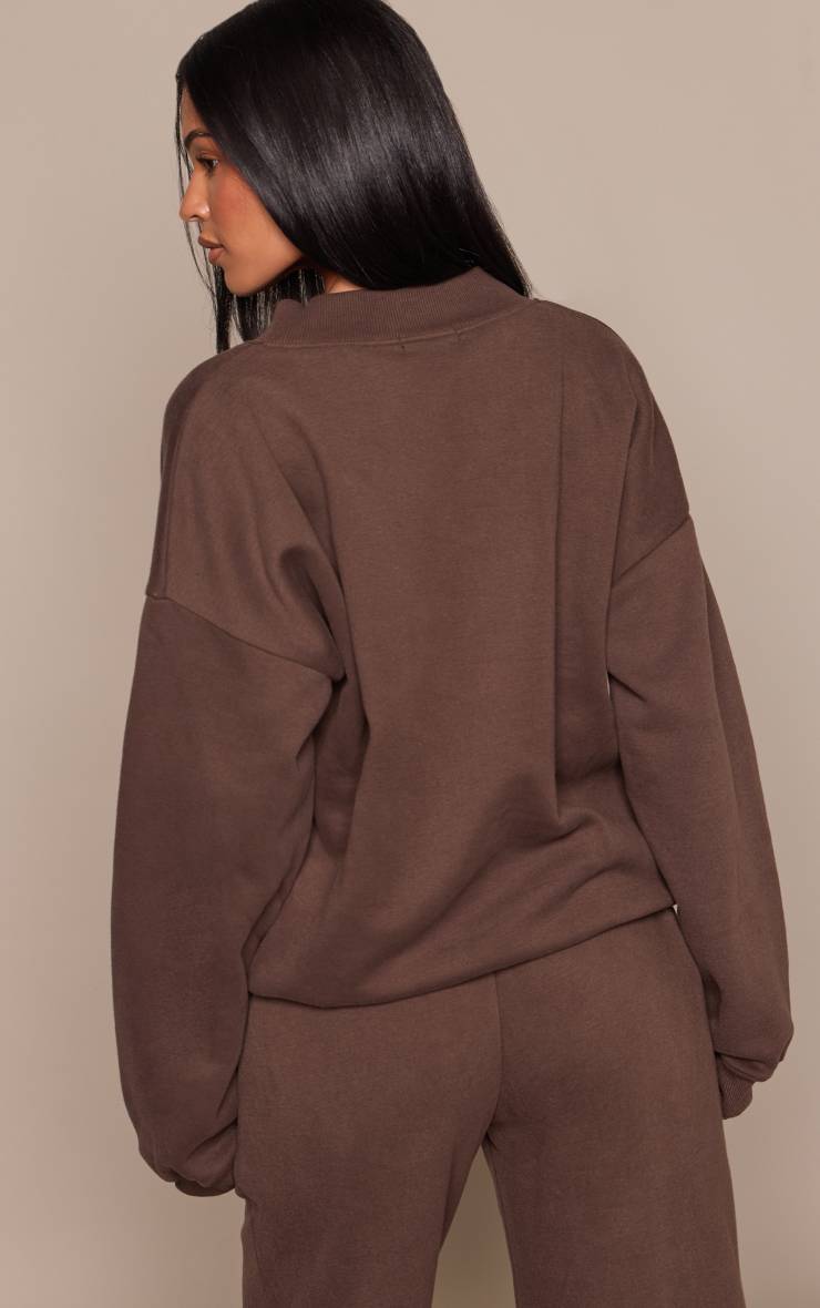 Chocolat Sweat-shirt Grande Taille Éditions Imprimé Col V Épaules Dénudées