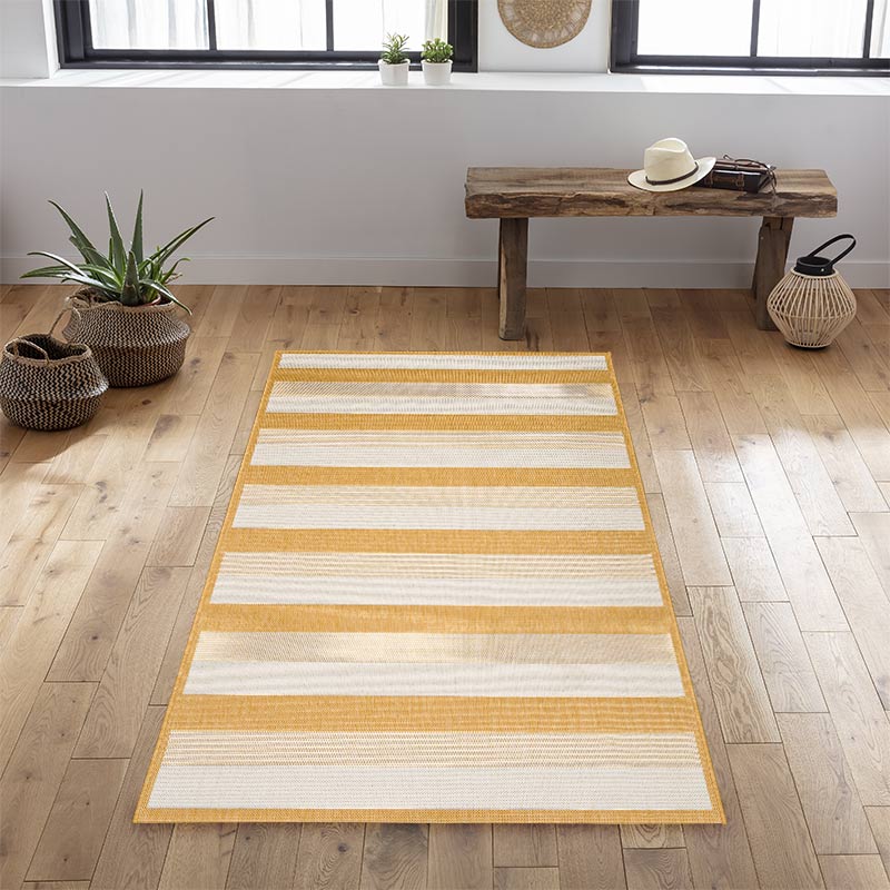 Tapis 'Neo' rectangulaire rayée beige