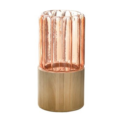 Vase verre et bois