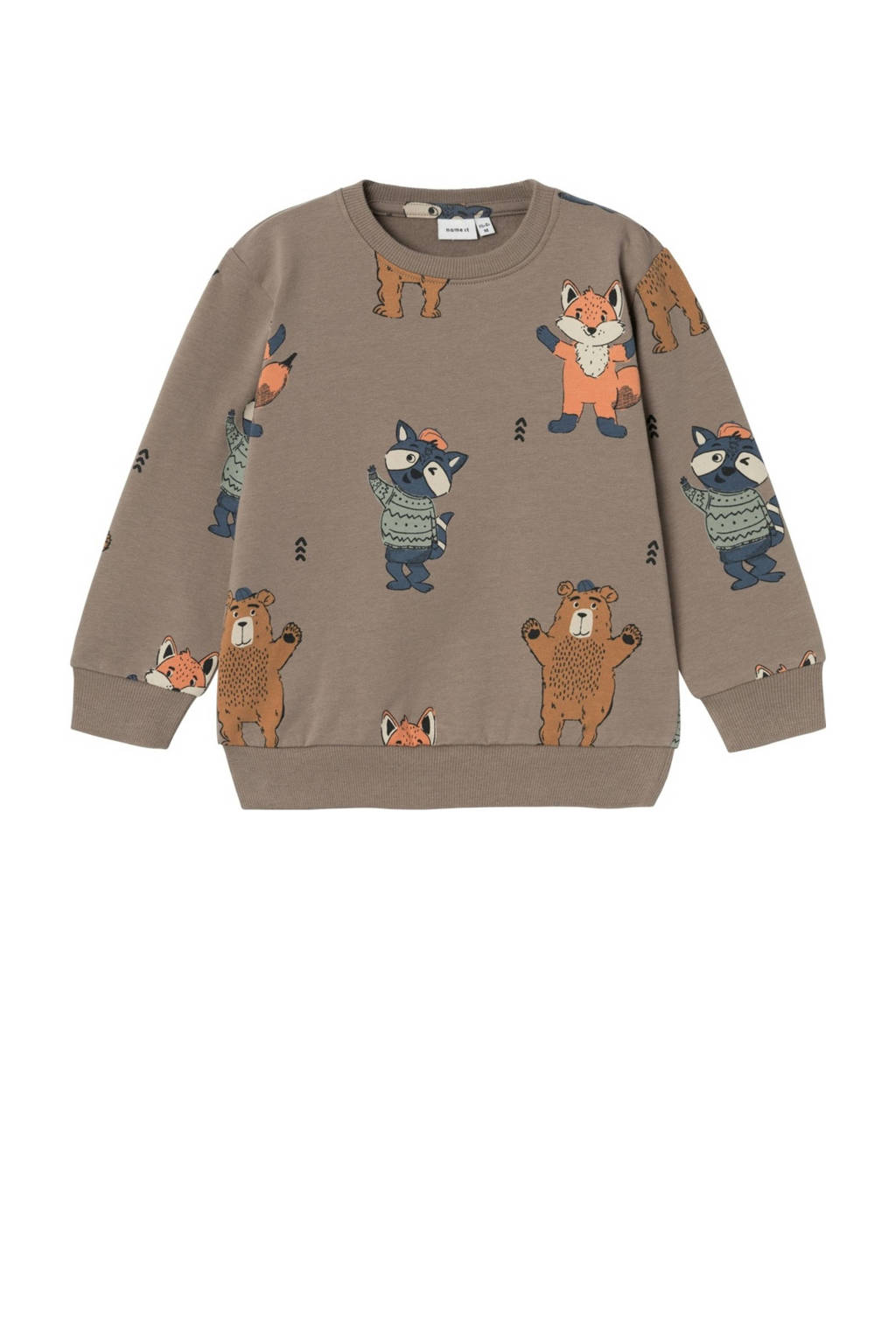 NAME IT sweater NMMOLANDER met all over print lichtbruin