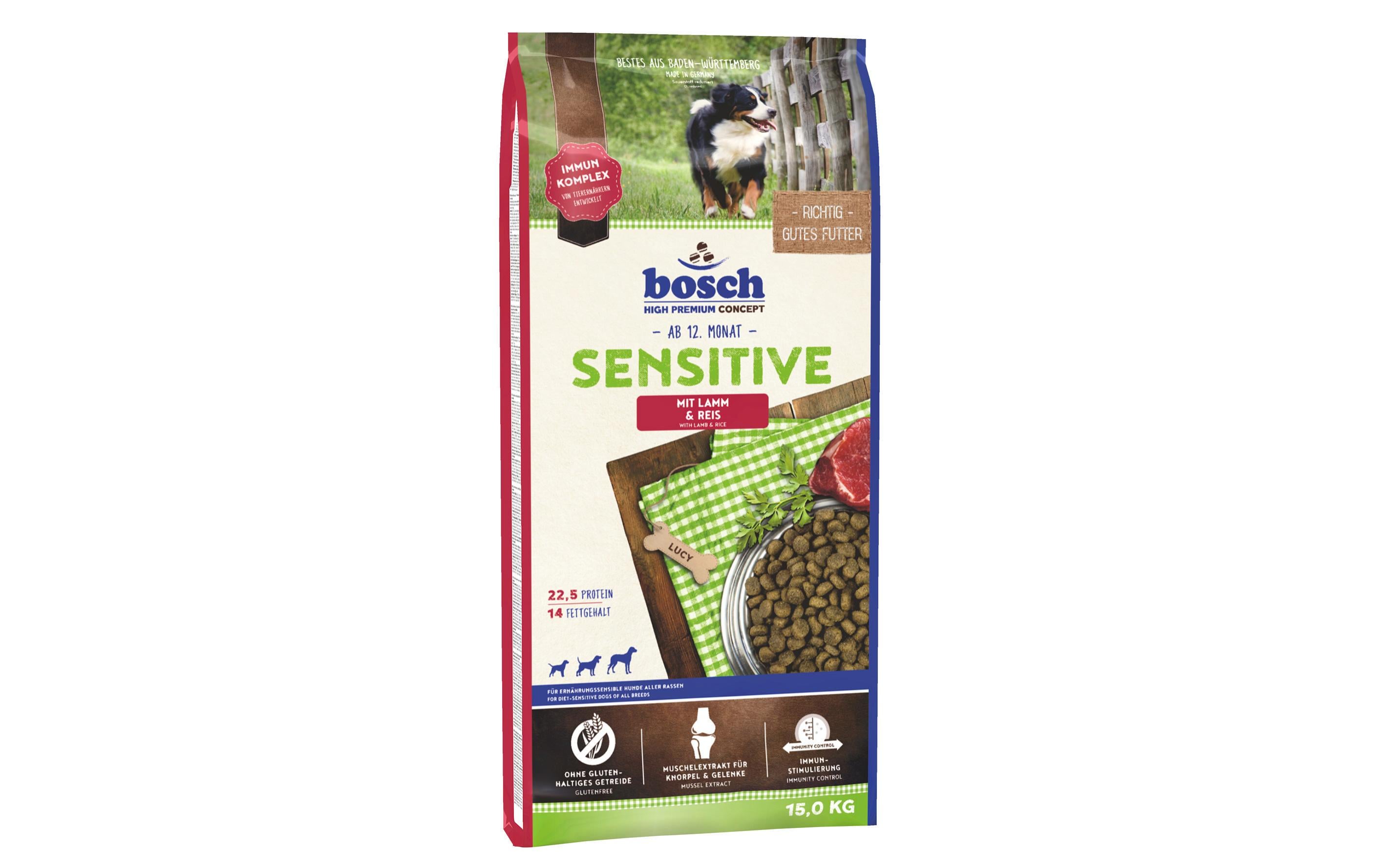 Trockenfutter Sensitive Lamm & Reis, 15 kgAlleinfuttermittel für ausgewachsene Hunde
