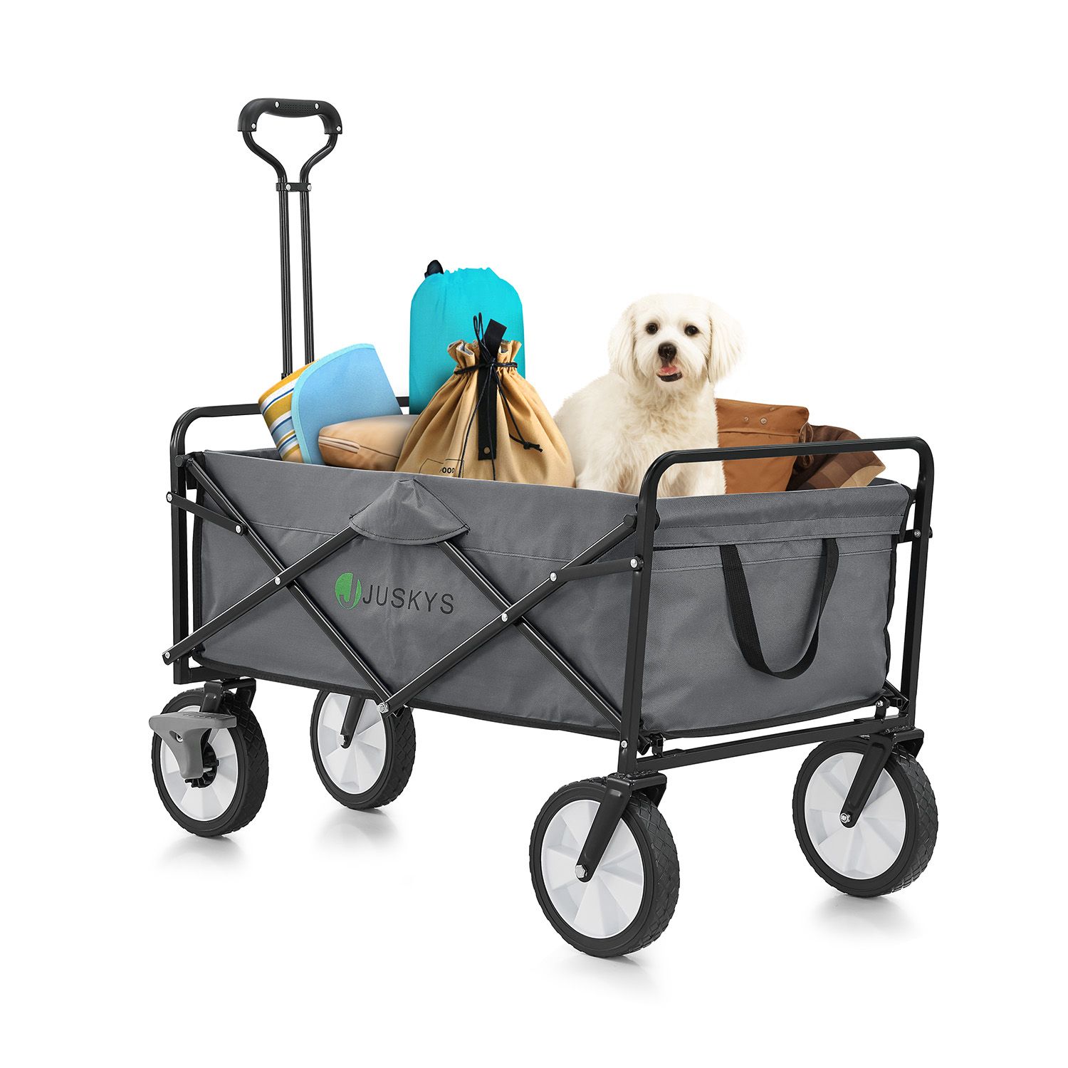 Juskys Bollerwagen 100 kg Tragkraft - Transportwagen faltbar - Einkaufen & Camping - Dunkelgrau