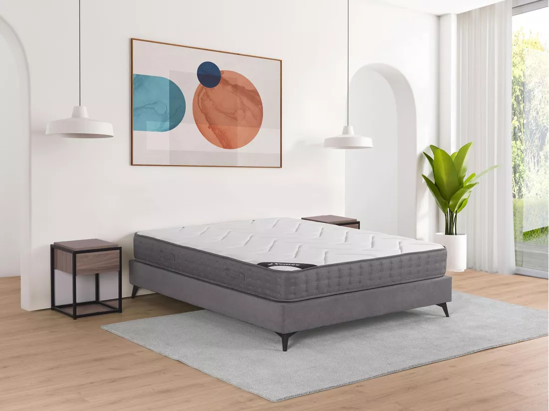 Matelas 140 x 200 cm ressorts ensachés 5 zones accueil mémoire de forme ép.23cm - BABYLONE de YSMÉE