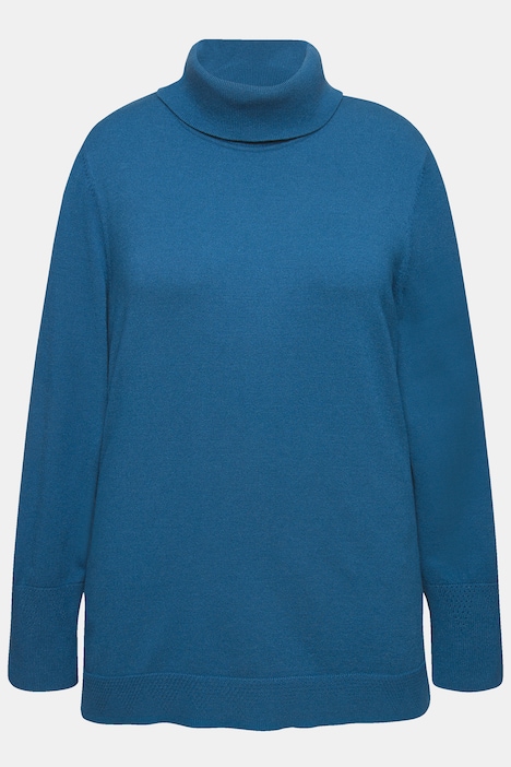 Rollkragenpullover, breite Rippbündchen, Langarm
