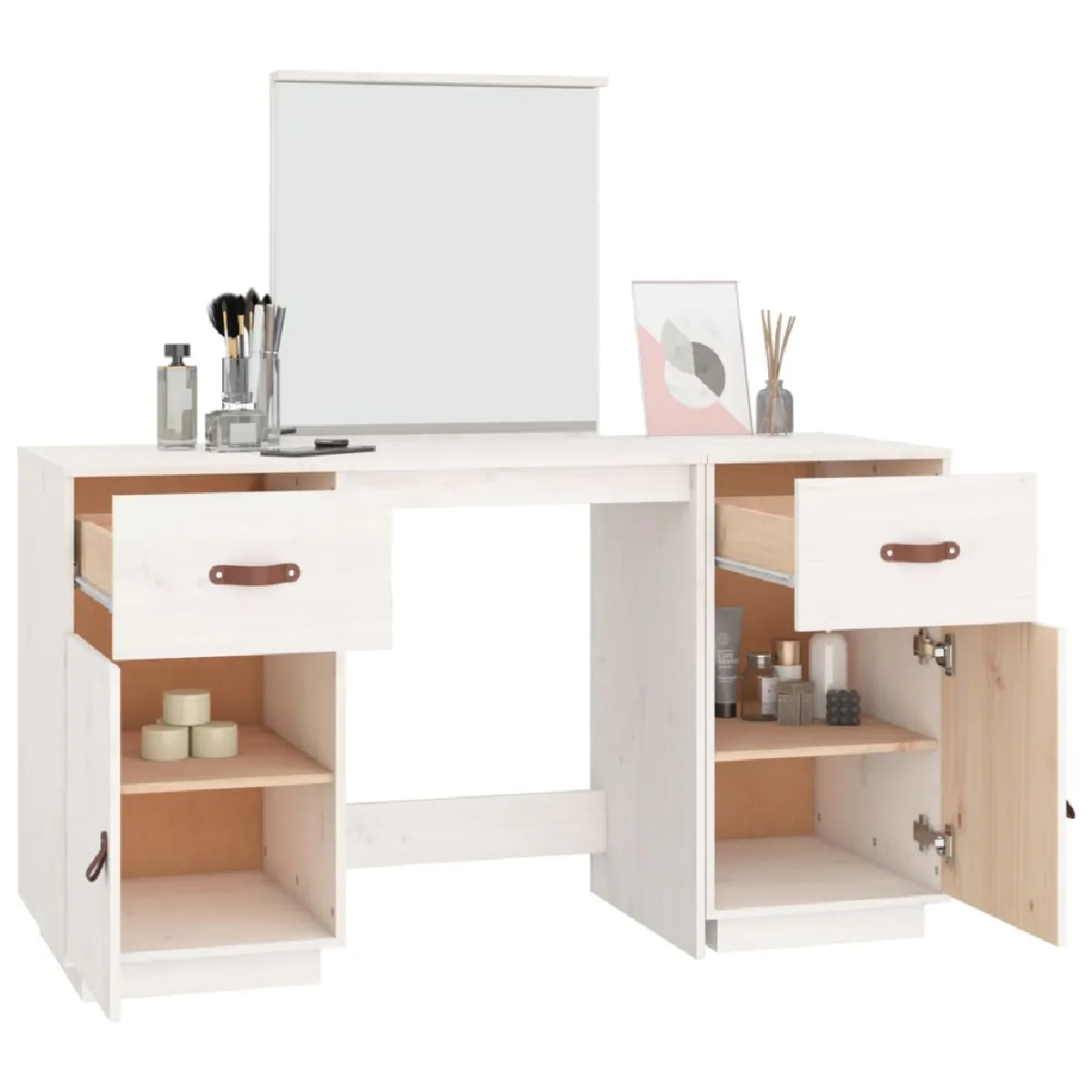 VidaXL Coiffeuse en Pin - Blanc