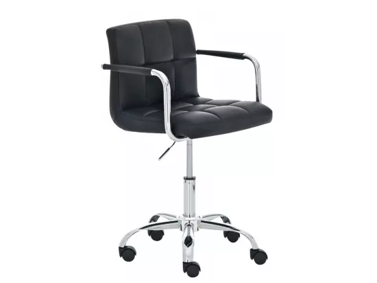 Chaise de bureau - Similicuir & Métal chromé - Noir - Lucy