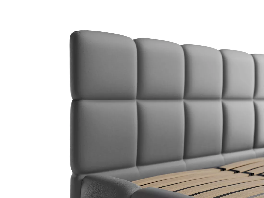 Lit coffre 140 x 190 cm - Tissu effet cuir - Gris - DAMADO de Pascal Morabito