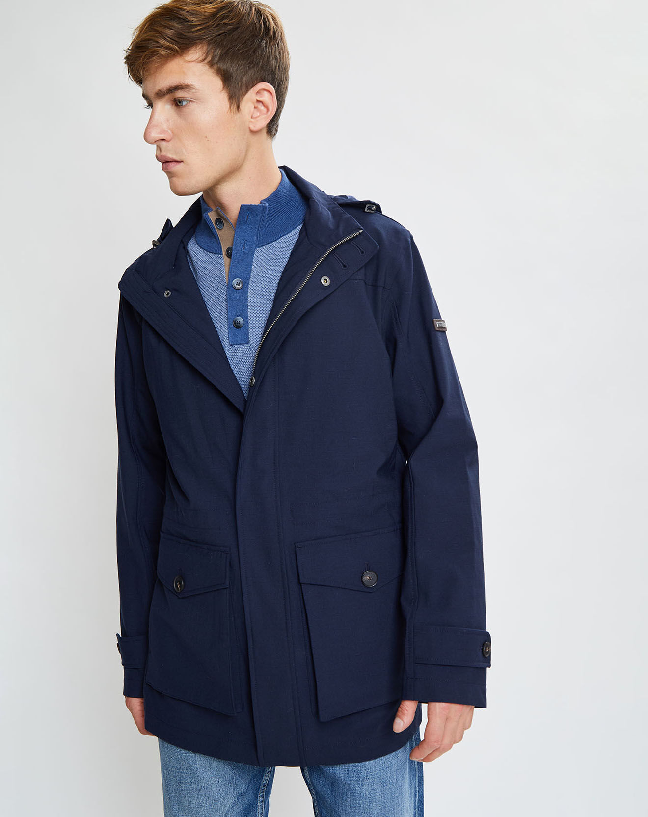 Hackett London Parka à capuche Nylon Travel bleu marine