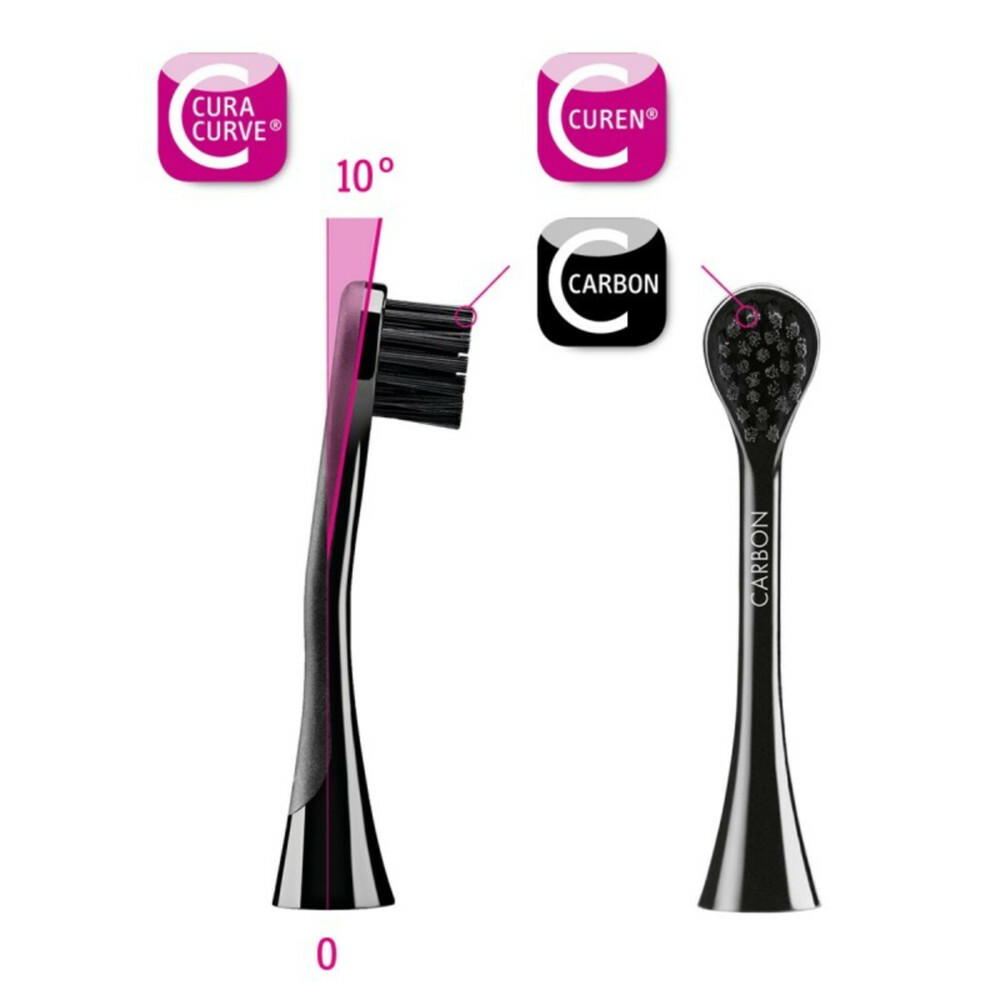 Curaprox Black is White Hydrasonic Opzetborstels Carbon Duo2 stuks
