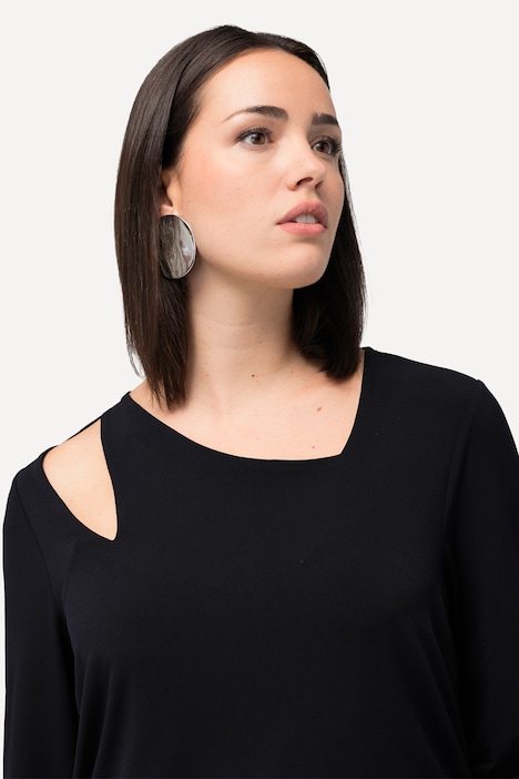 Shirt, Cut-Out, asymmetrischer Ausschnitt, Langarm