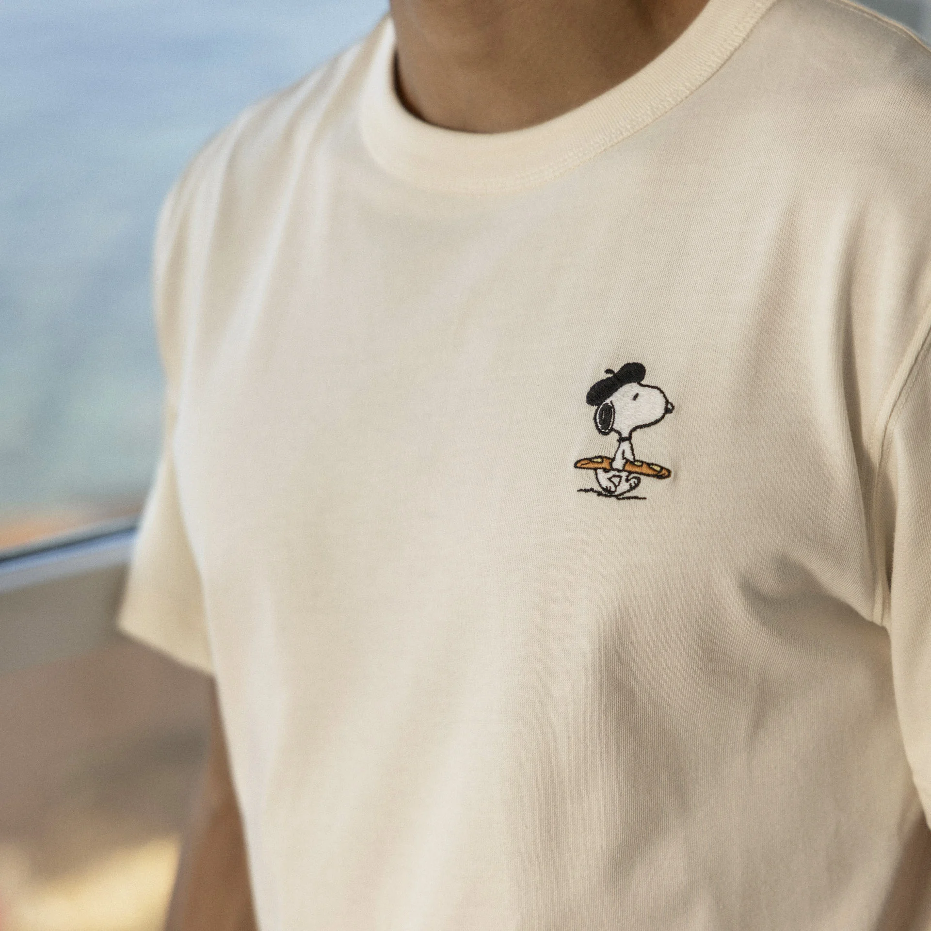 T-shirt écru LAB peanuts coton et coton recyclé - modèle lugny
