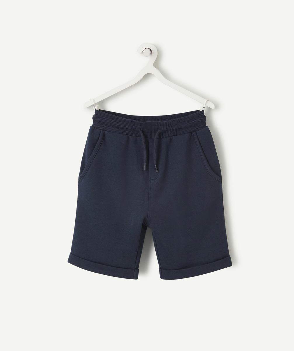 BERMUDA DROIT GARÇON BLEU MARINE EN COTON