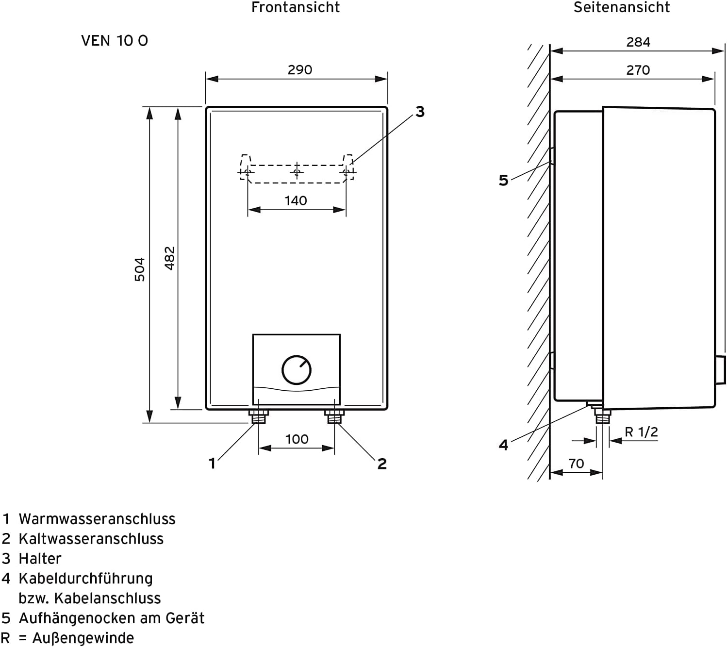 Vaillant Warmwasserspeicher, Übertischgerät eloSTOR VEN 10/7-5 O plus, 230 V, Kapazität: 5 Liter, Niederdruckspeicher, Elektro-Kleinspeicher, 0010021143