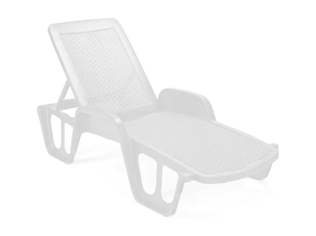 Chaise longue Dinite, Chaise longue de jardin réglable avec accoudoirs, Chaise longue d'extérieur, 100% Made in Italy, 192x71h100 cm, Blanc