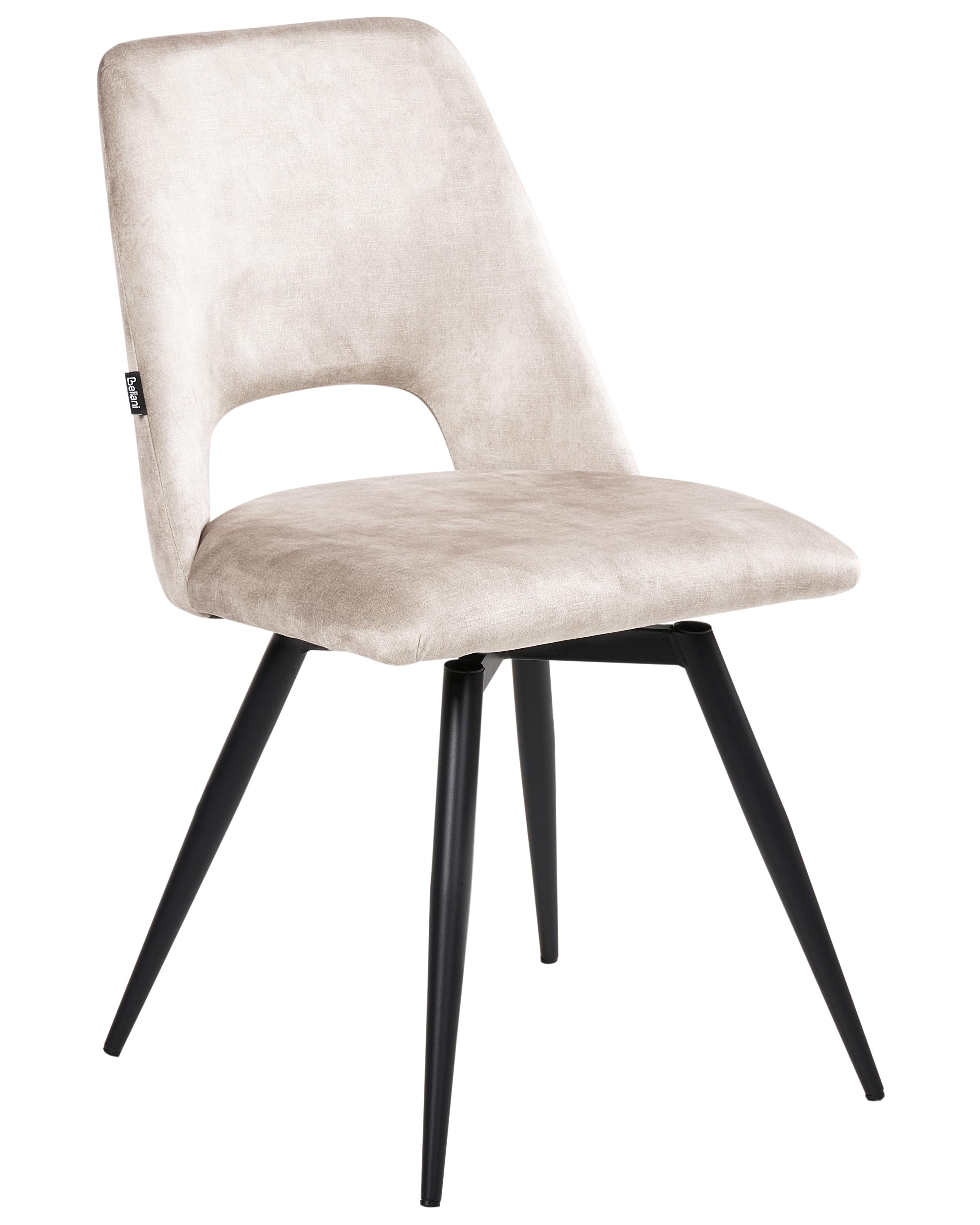 Set van 2 eetkamerstoelen draaibaar HALLETT Fluweel Lichtbeige