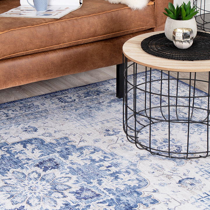 Vintage vloerkleed - Lago Blauw | Hoge kwaliteit