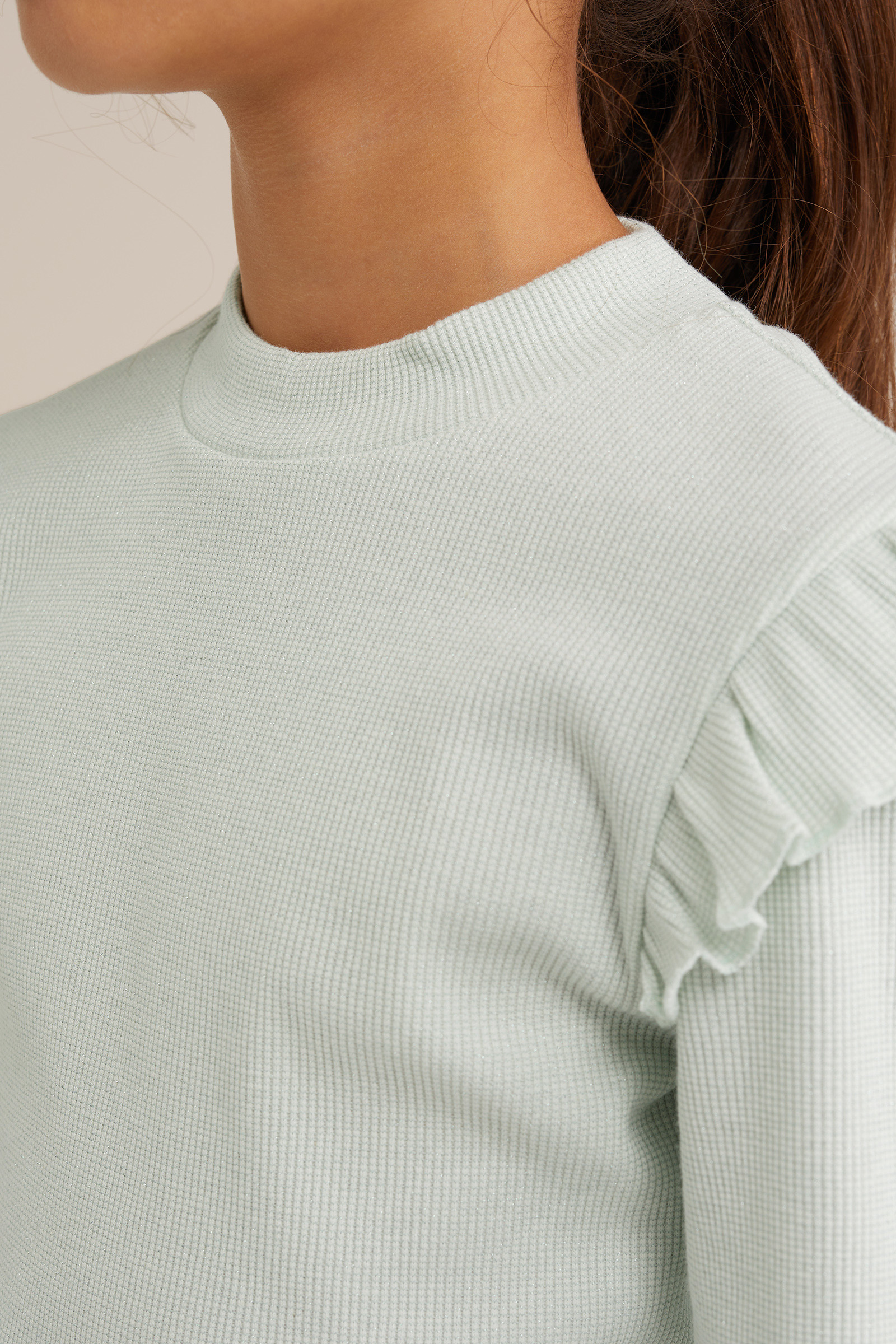 Meisjes T-shirt met glittergaren WE Fashion Lichtgroen