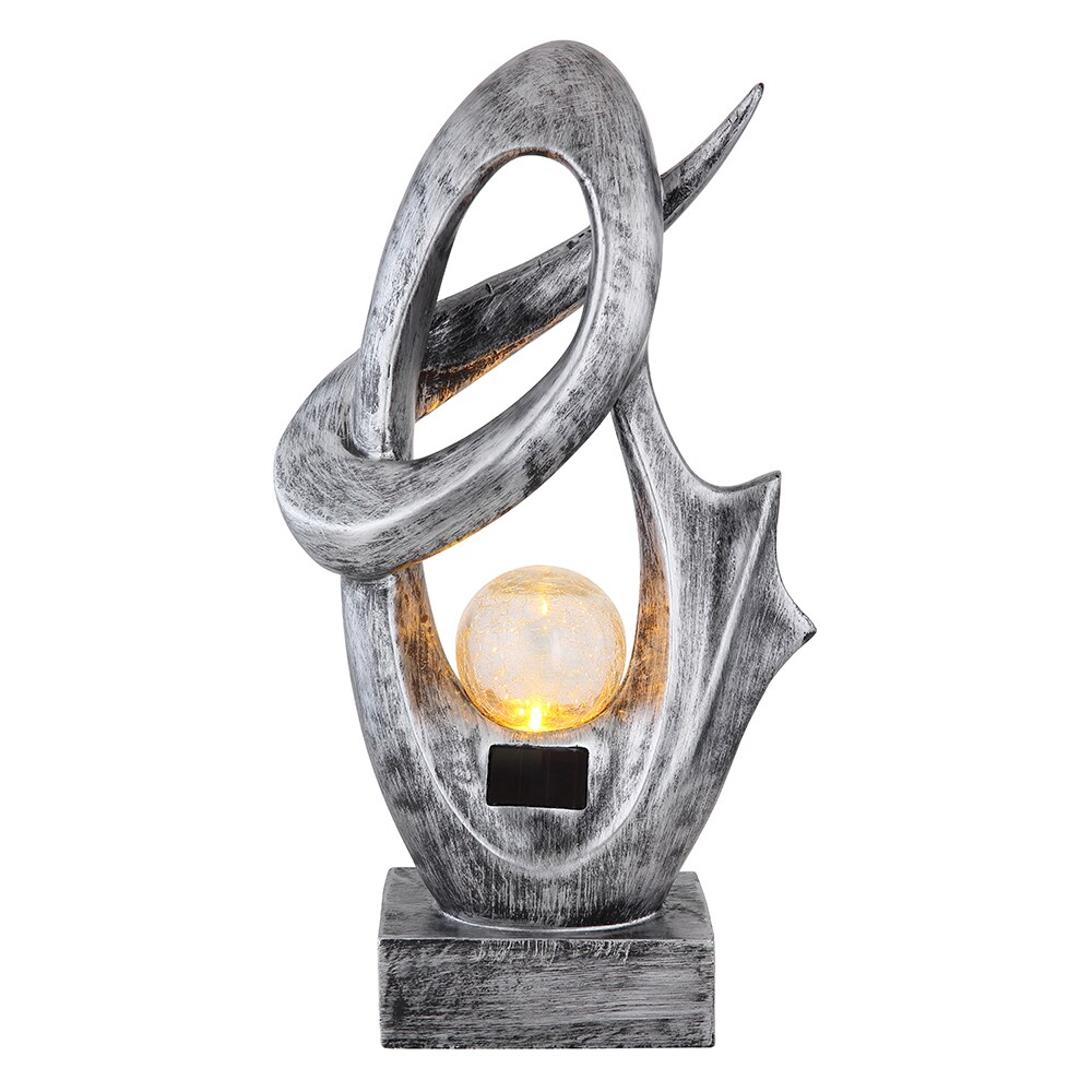 LED Solarlampe, Crackle Glas, silber, wetterfest,H 45 cm