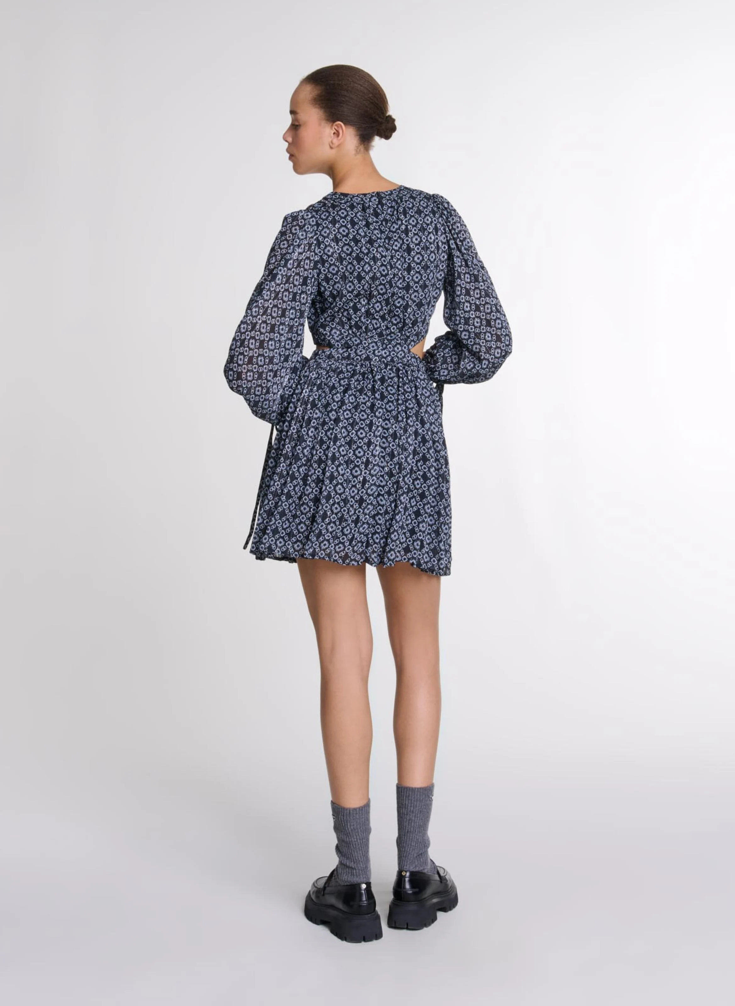 Robe courte imprimé monogramme | Noir