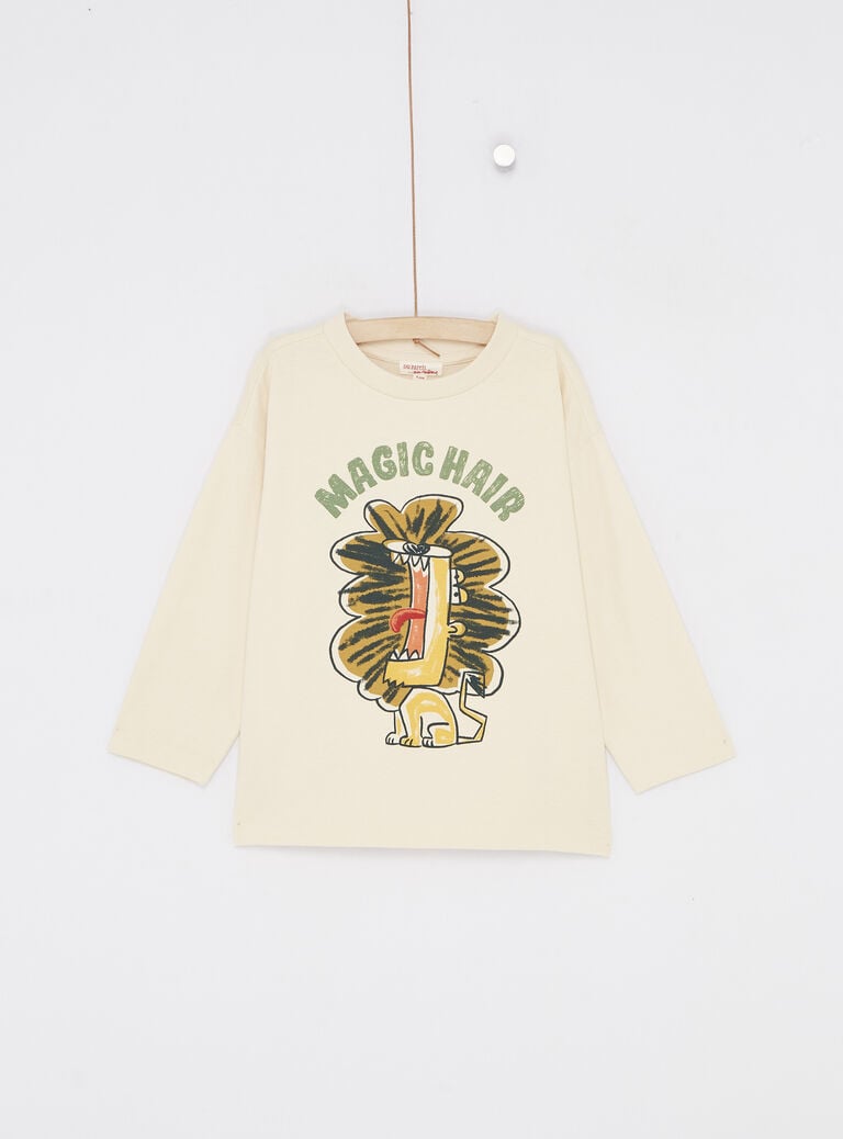 T-shirt crème à manches longues garçon