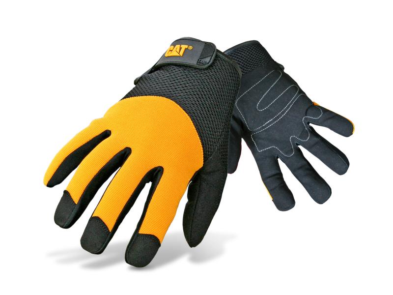 CAT Arbeitshandschuh synthetisch, XL, Gelb/Schwarz, 1 Stück Handschuhe synthetisch mit Einsätzen
