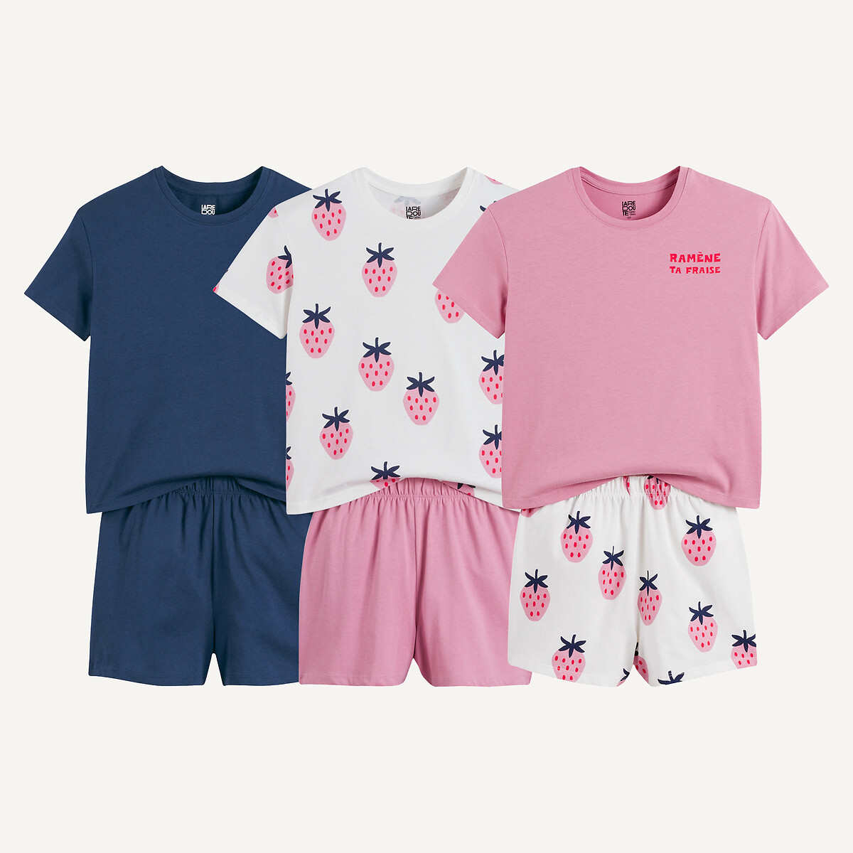 COLEÇÃO LA REDOUTE<br>Conjunto de 3 shorts de pijama de algodão