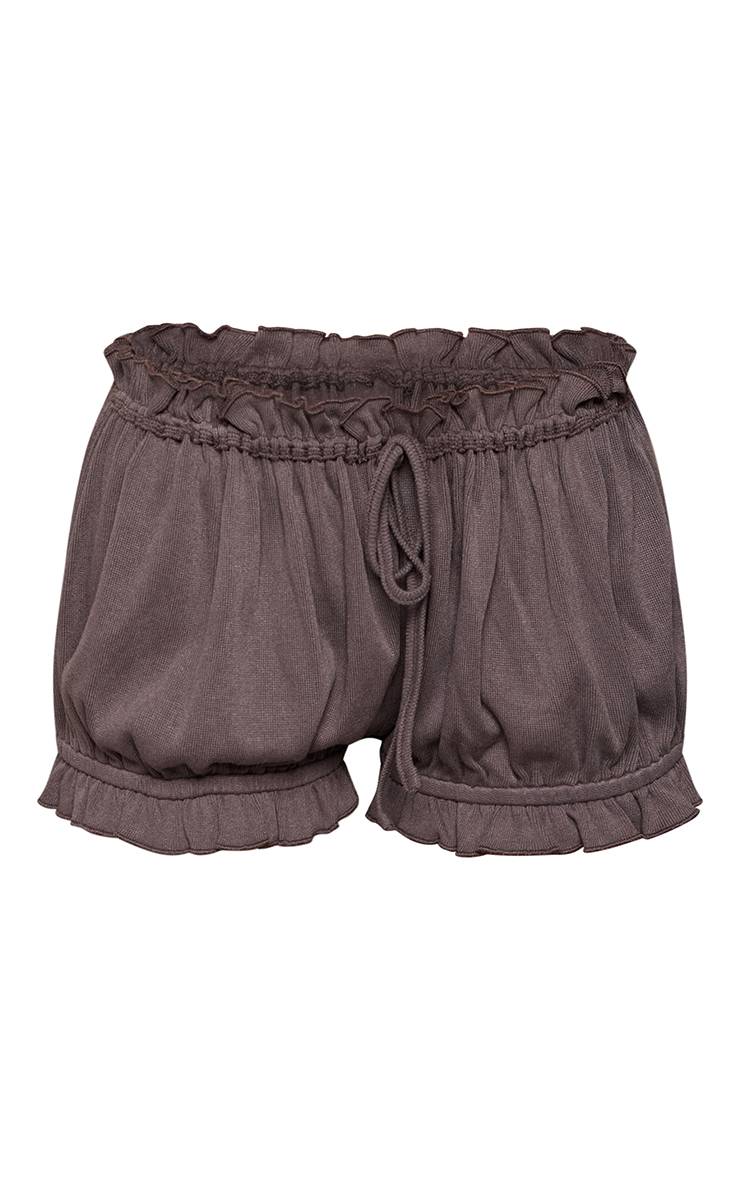 Gris Short Bloomer En Jersey Avec Détail Froncé Et Lien À Nouer