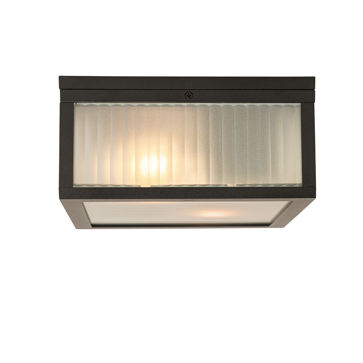 Smart buiten plafondlamp zwart met ribbel glas incl. Wifi A60 - Charlois