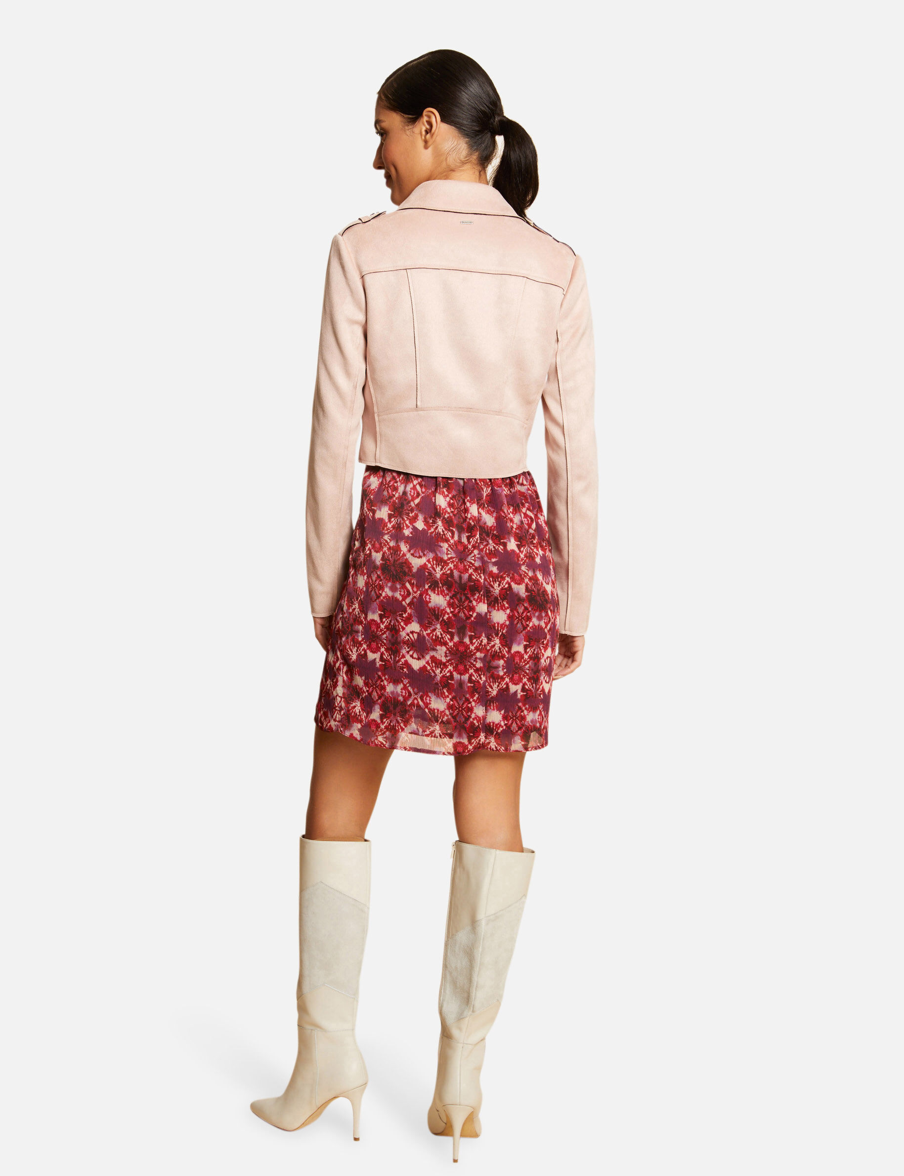 Blouson droit zippé suédine rose femme - rose