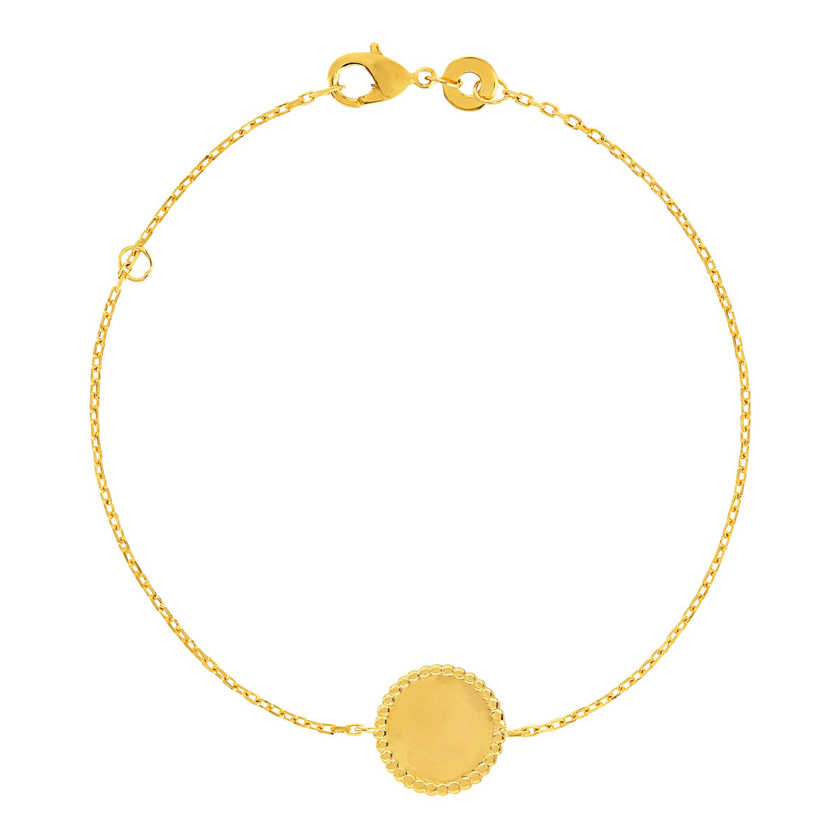 Bracelet plaqué or médaille ronde personnalisable 18 cm