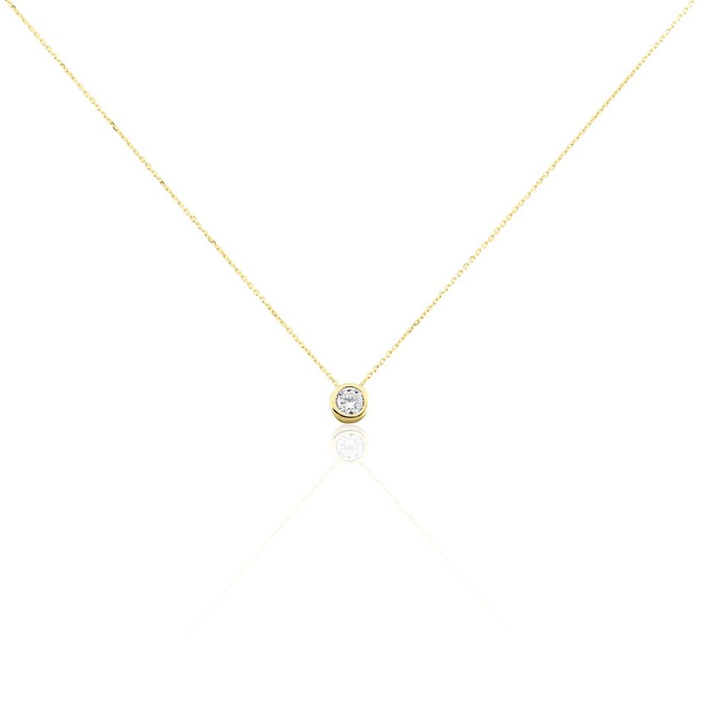 Collier Columbine Or Jaune Oxyde De Zirconium Blanc