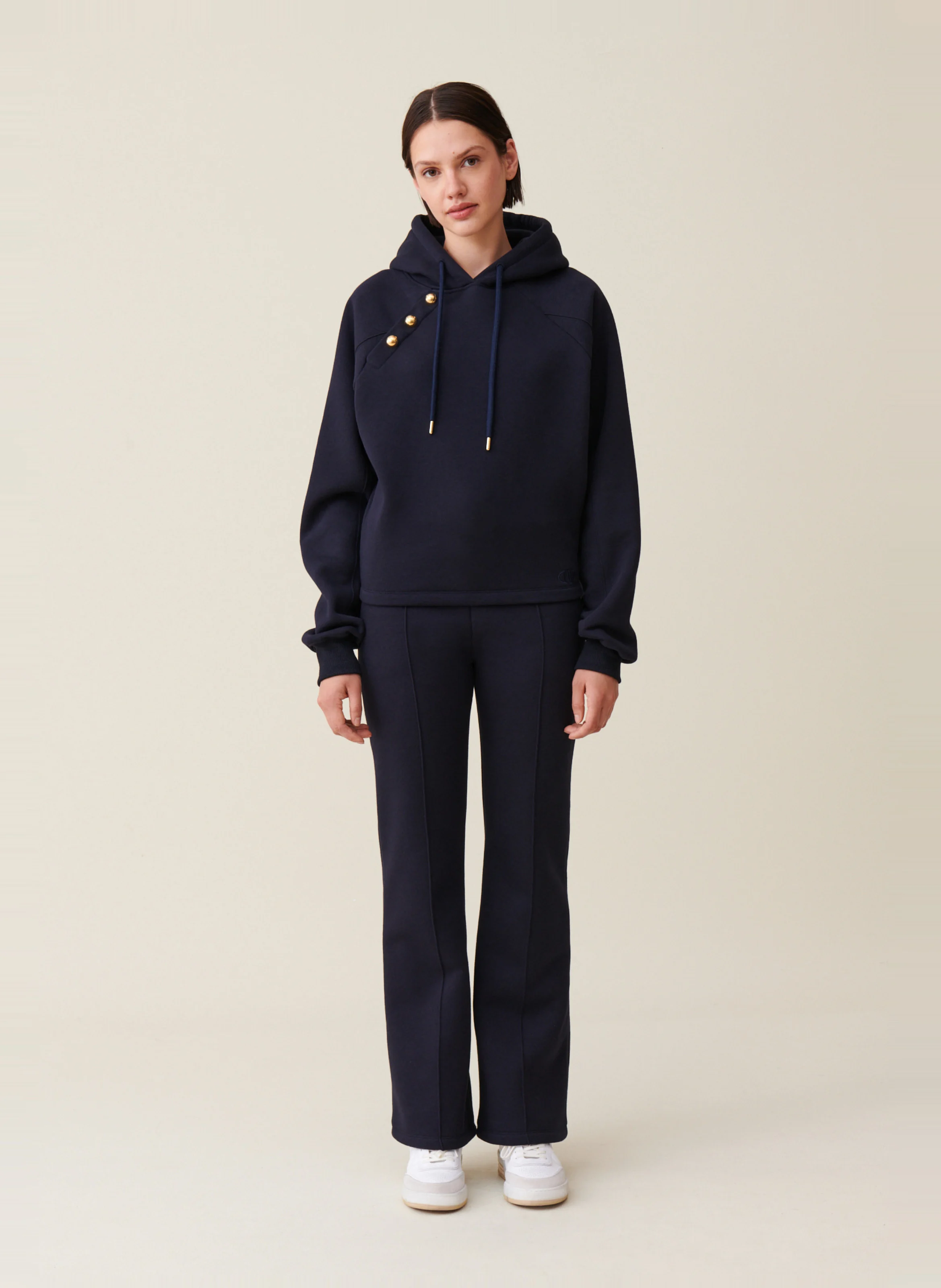 Pantalon droit en coton mélangé | Bleu