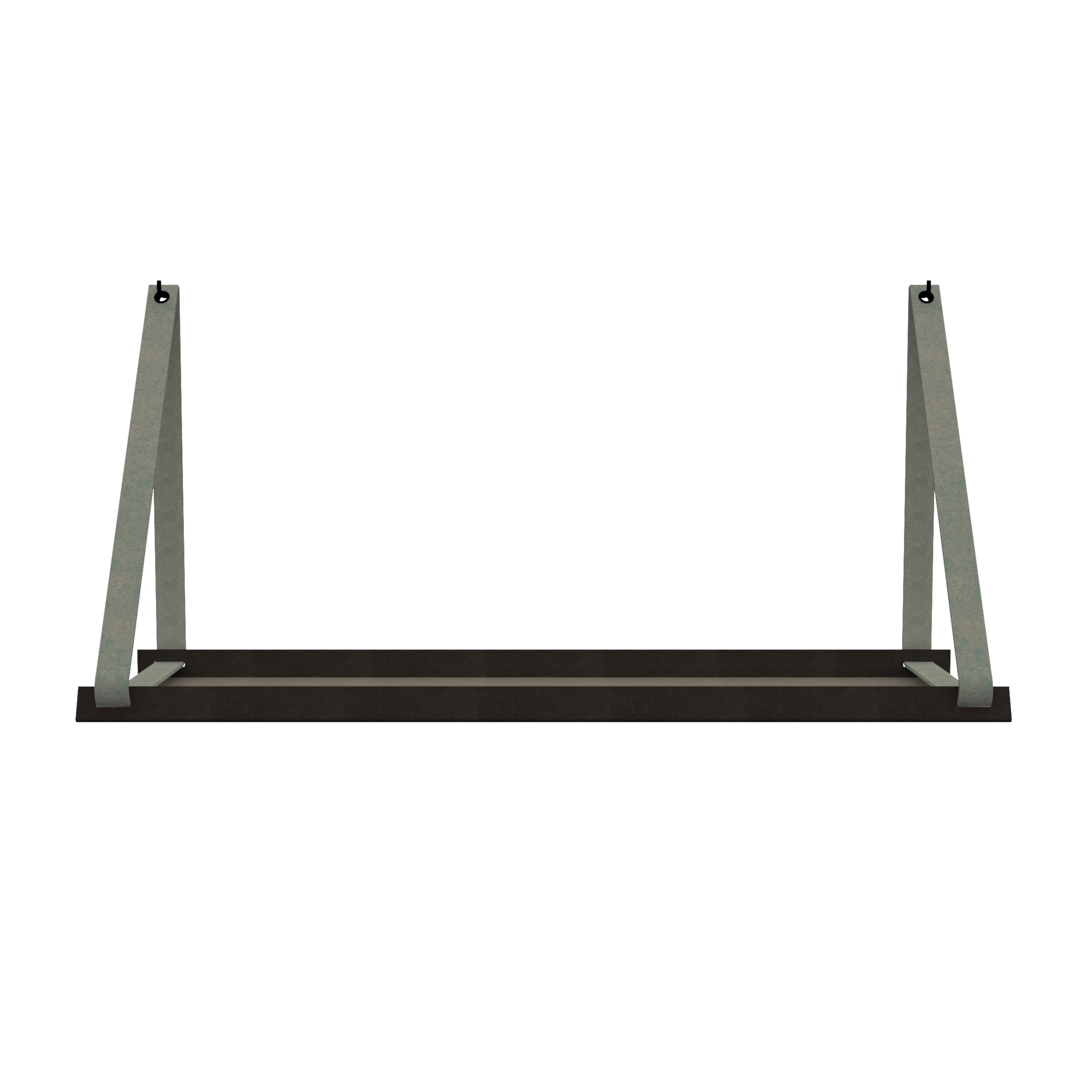 Stalen wandplank 70x20cm - incl. leren plankdragers Stalen wandplank met leren plankdragers - Suede grey