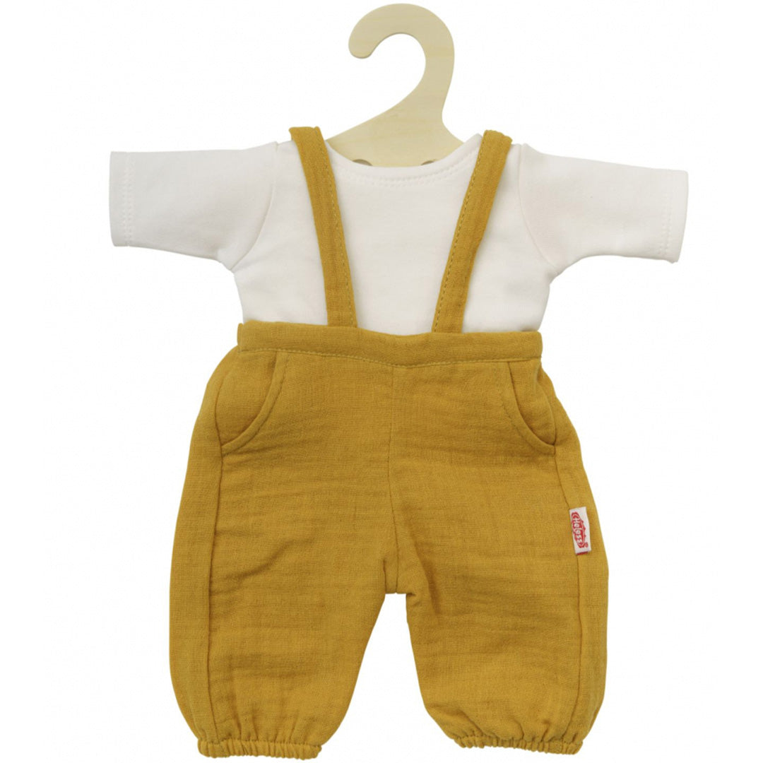 Heless poppenkleding tuinbroek met t-shirt - okergeel - 35 cm