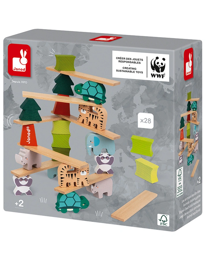 Janod-WWF® Geschicklichkeitsspiel TIERE 28-teilig aus Holz