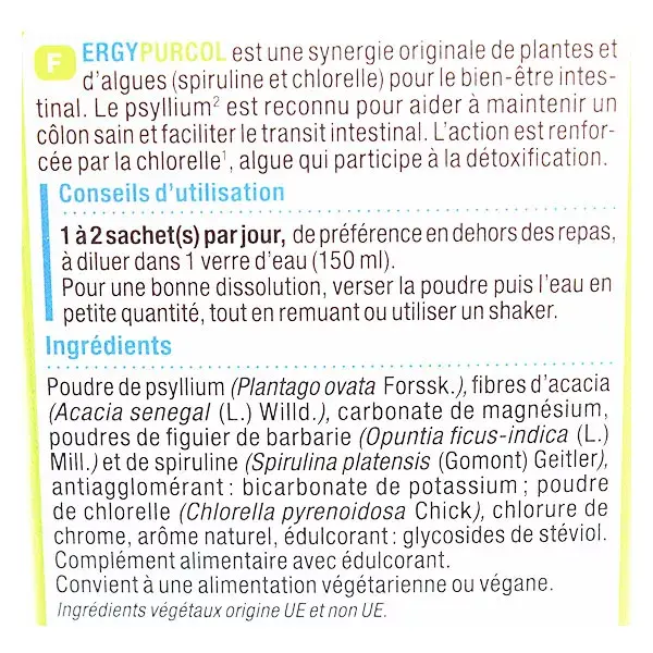 Nutergia ERGYPURCOL 20 sachets - Détoxifier - Côlon sain